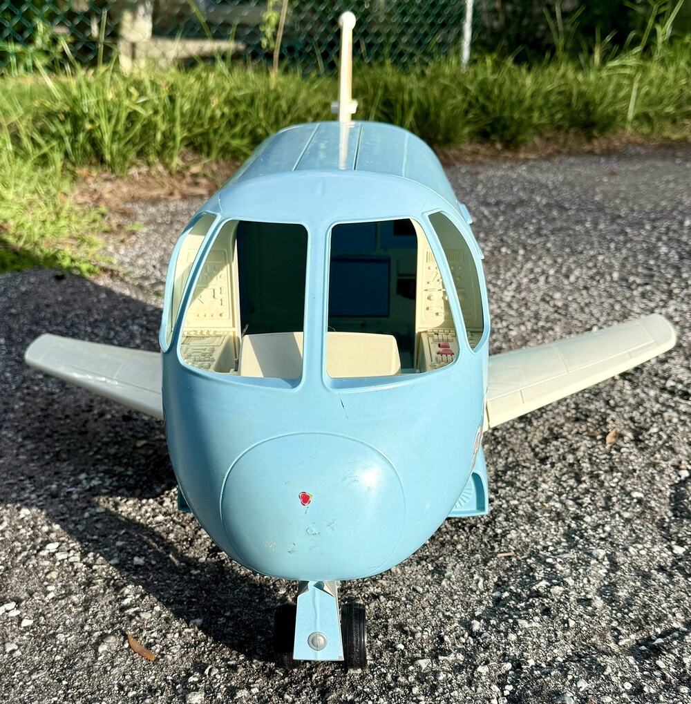1999 Mattel Barbie Jet Airplane Playset Vintage Blue Toy Vehicle NO SOUNDS/Seats